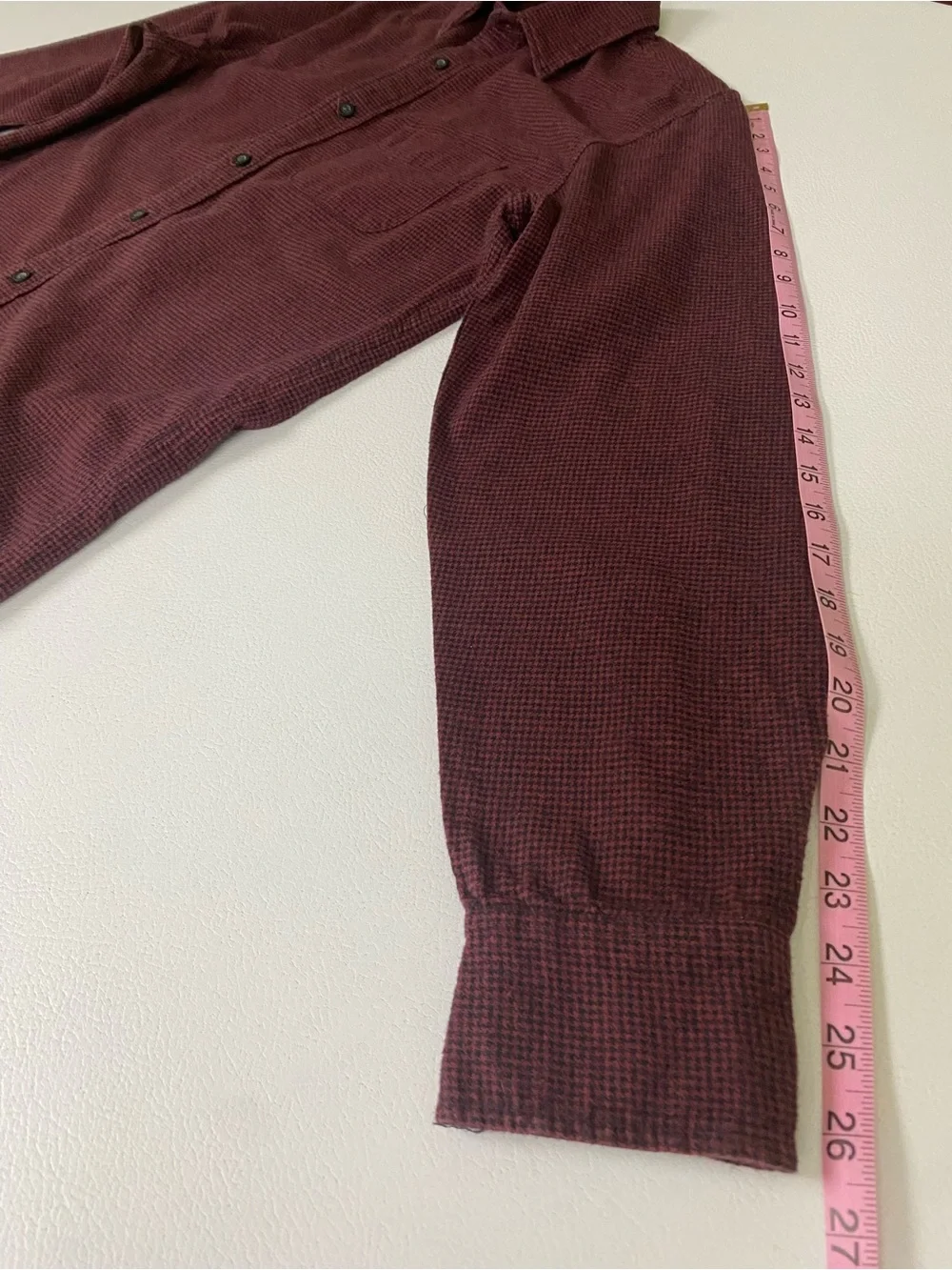 J. Crew Men's Flannel Button-Down Shirt - Burgundy Houndstooth